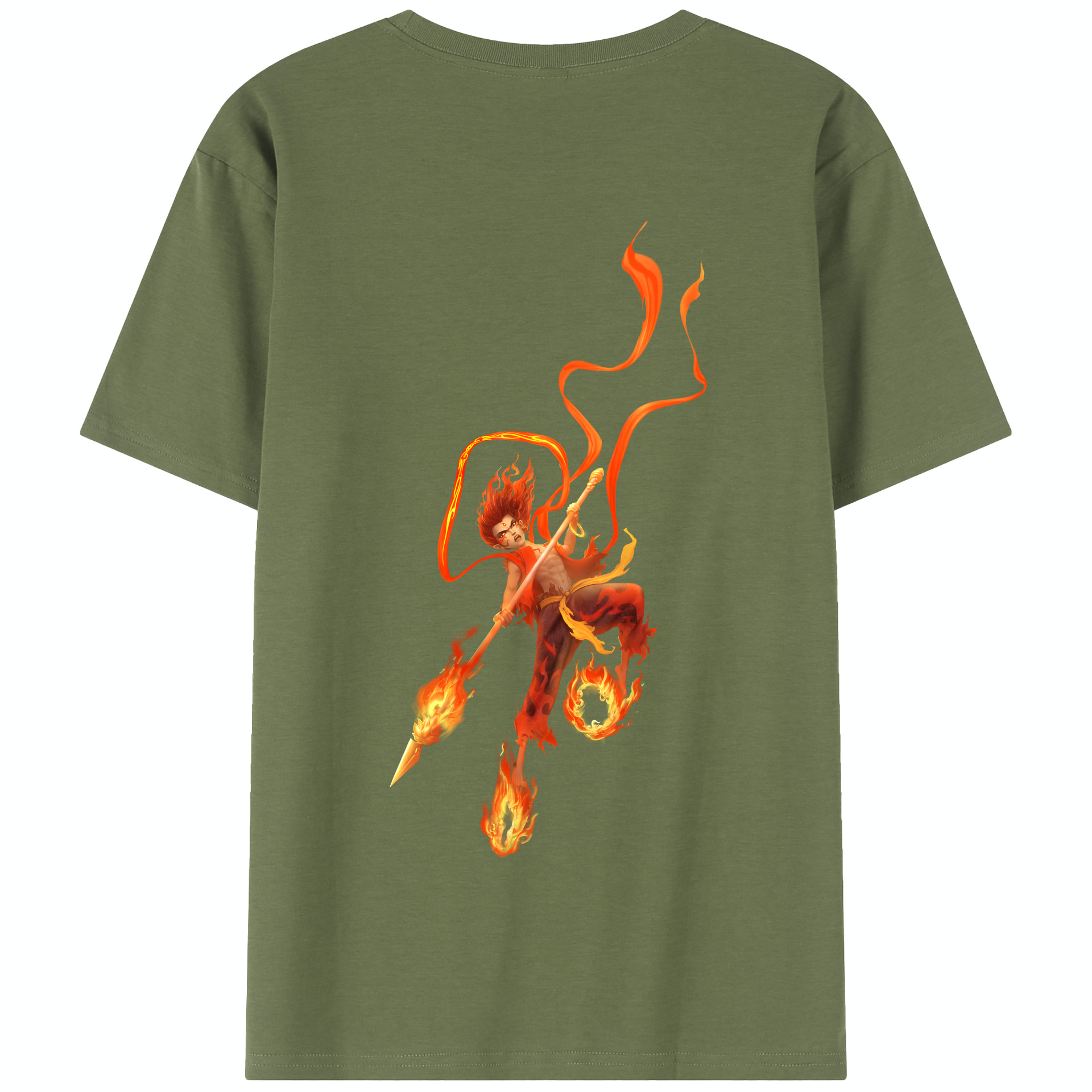 （画像用） Ne Zha 2 ナタ 魔童の大暴れ 綿100％半袖Tシャツ（背面プリント）